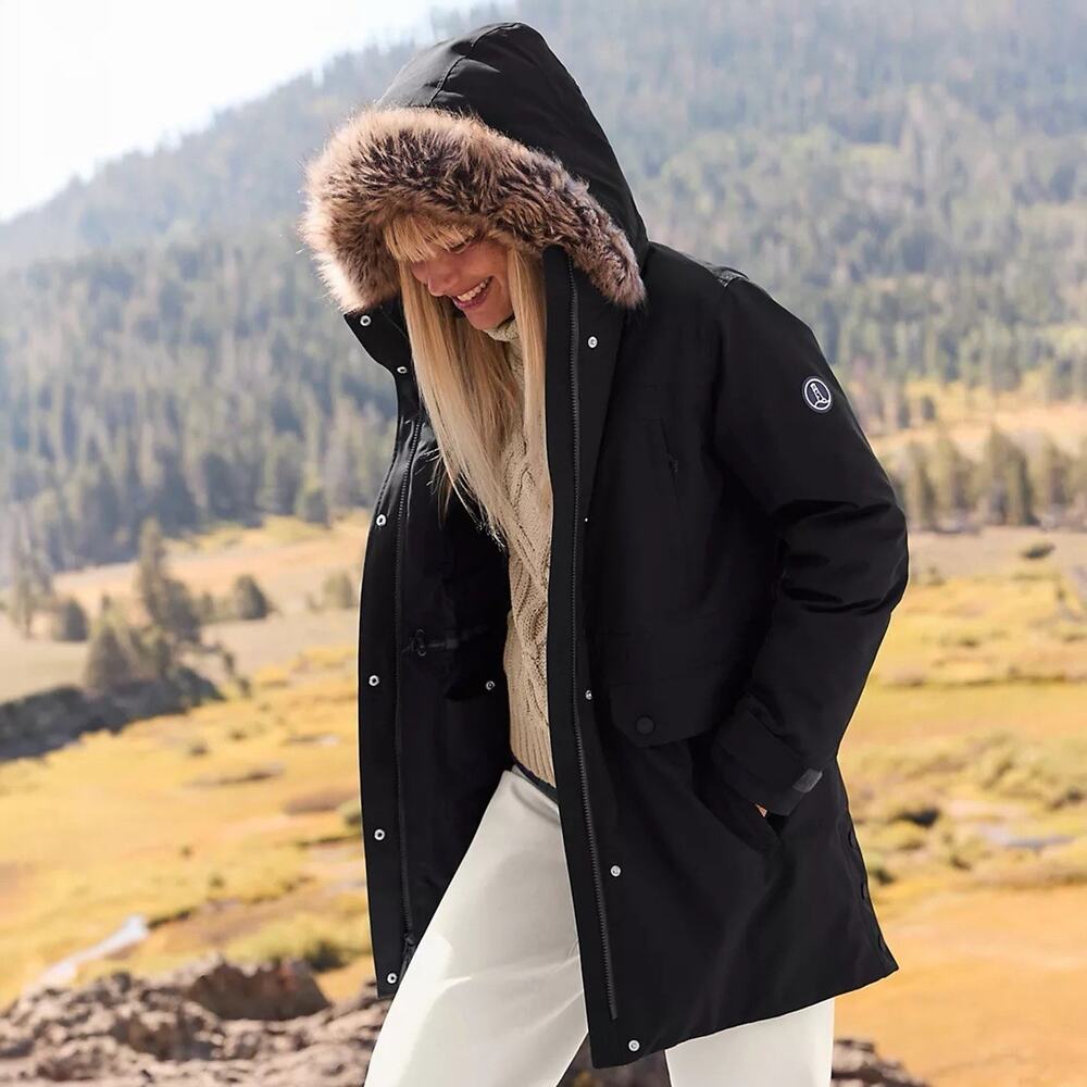 NWT Lands' End Women's 3X Expedition Faux Fur Hooded Down Parka Coat - Picture 2 of 16